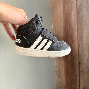 Adidas Kids Black and White High-Top Sneakers